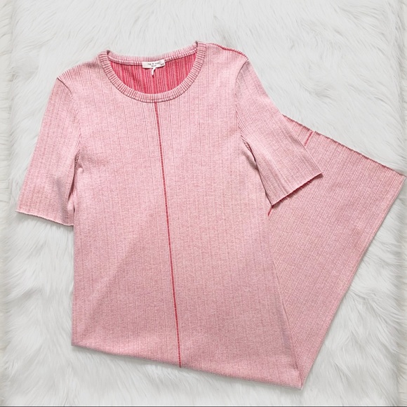 SOLD-Rag & Bone Two Tone Pink Ribbed Midi Dress - Picture 11 of 16